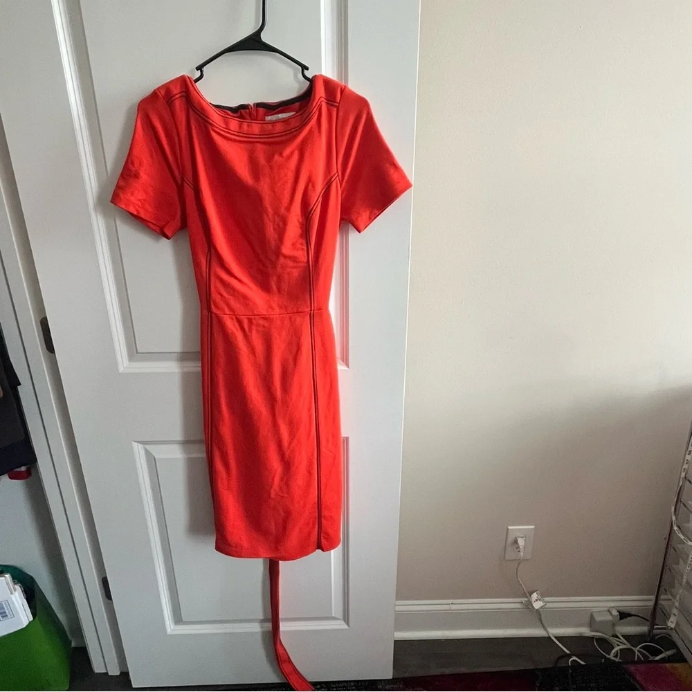 LAST CALL Boden Rebecca Ponte Shift Dress Contrast Stitching Belted Career Soft - Picture 4 of 9